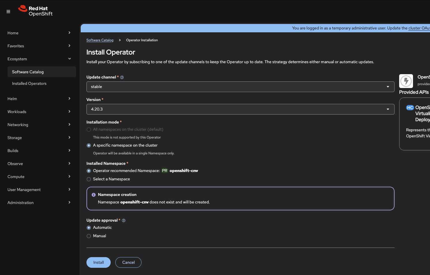 Installing and Configuring OpenShift Virtualization Operator ...