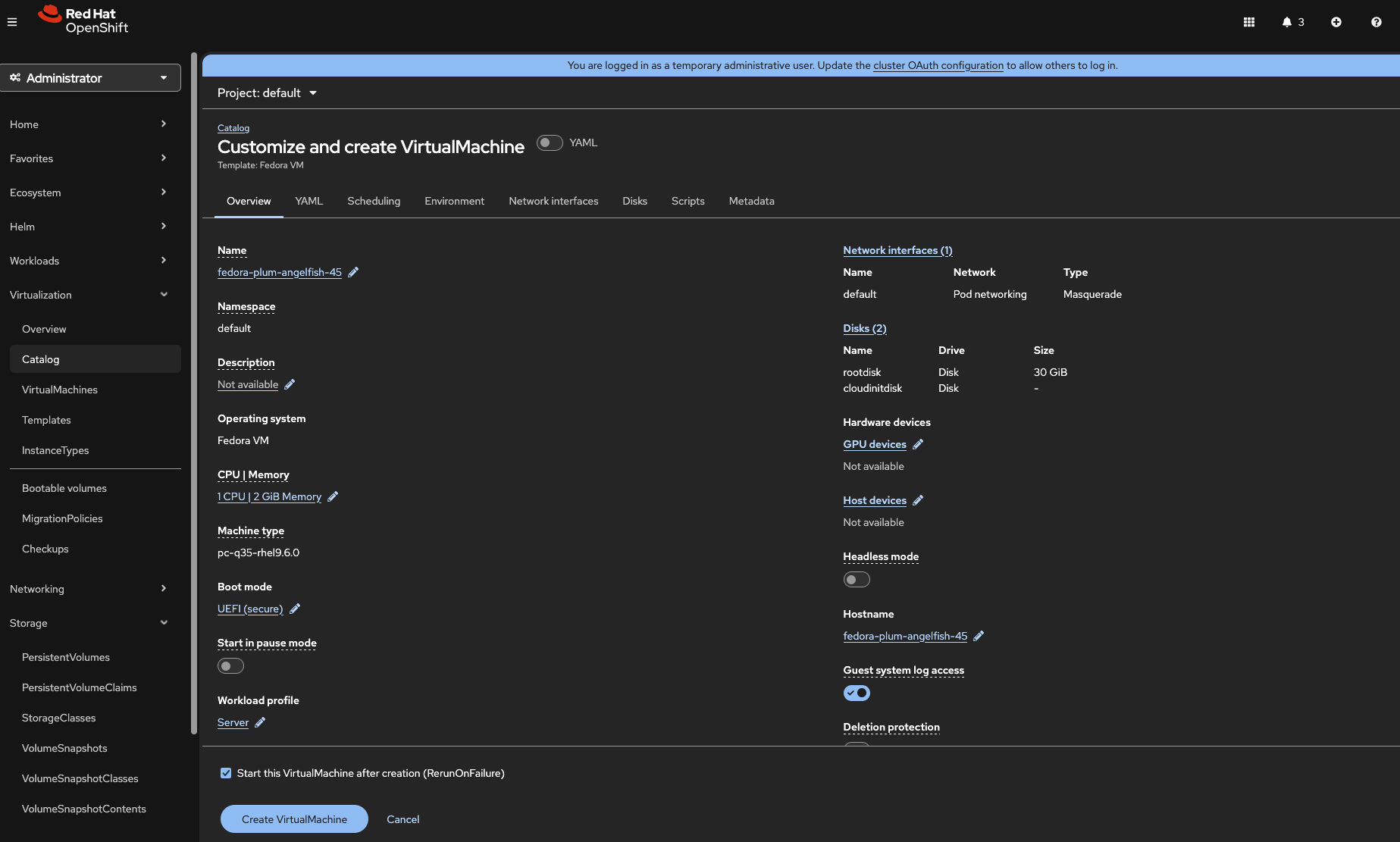 Creating VMs from Web Console Using Templates :: OpenShift ...