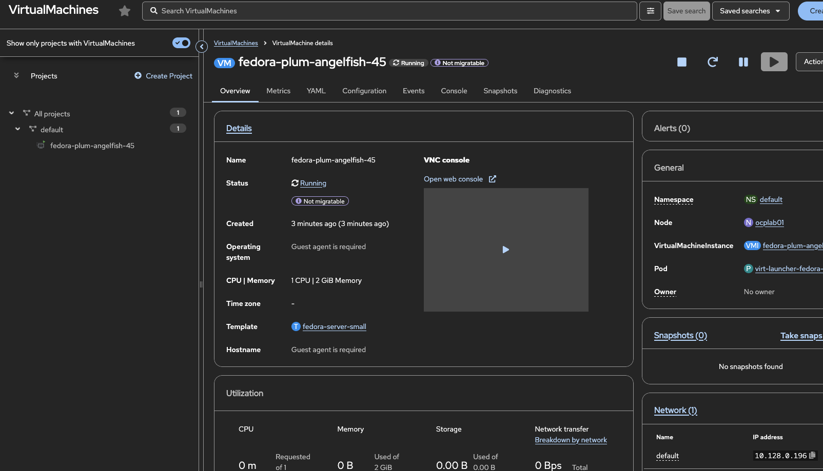Creating VMs from Web Console Using Templates :: OpenShift ...