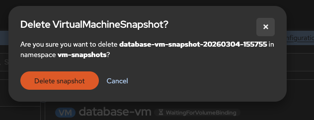 Creating and Managing VM Snapshots :: OpenShift Virtualization cookbook