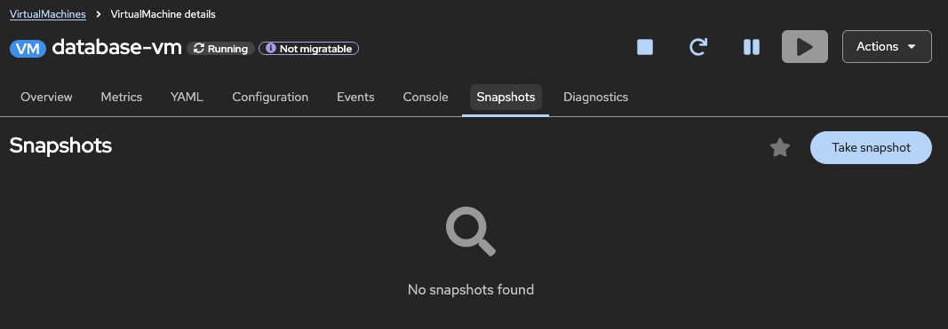 Creating and Managing VM Snapshots :: OpenShift Virtualization cookbook