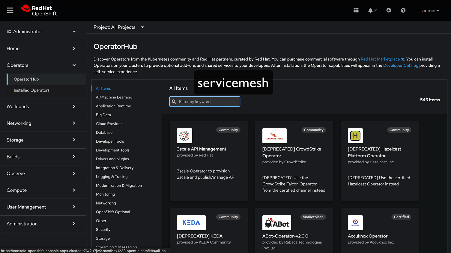 servicemesh install